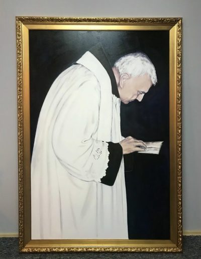 Silvija Sunara - Dobri otac Ante Antić, akril na platnu za svetište Gospe Lurdske u Zagrebu